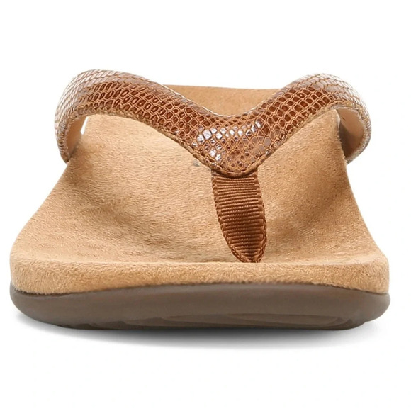 NWOT Vionic Dillon Toe Post Sandal - Cognac Lizard - Picture 2 of 6